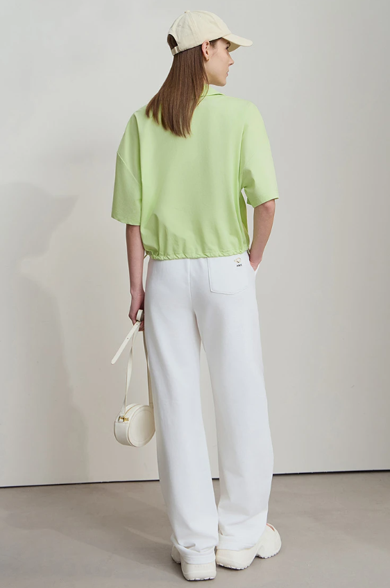 V-Neck Pullover Loose Short Shoulder Sleeve Minimalist Cotton T-Shirts Mssza