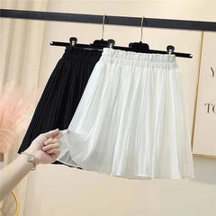 Chiffon Pleated Sweet High Waist Simple A Line Mini Skirt Mssza