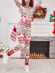 Christmas Long Sleeve Drawstring Heart Star Print Pajama Romper Jumpsuit Mssza