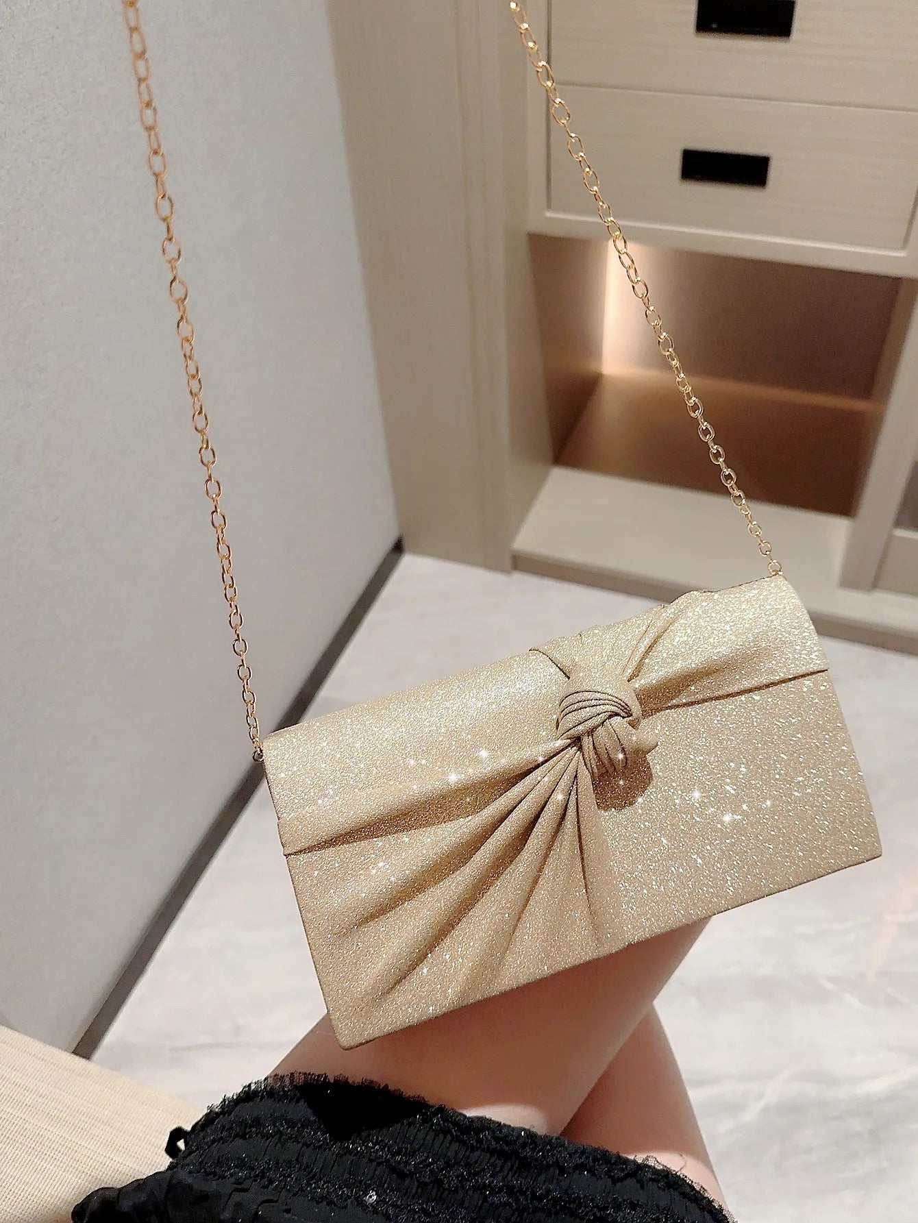 Classic Cross Design Sparkling Flap Evening Party Clutch Bag Mssza