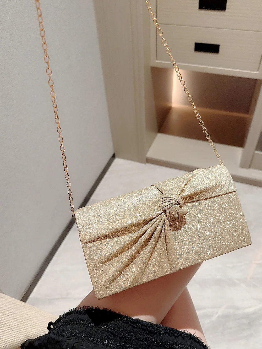 Classic Cross Design Sparkling Flap Evening Party Clutch Bag Mssza
