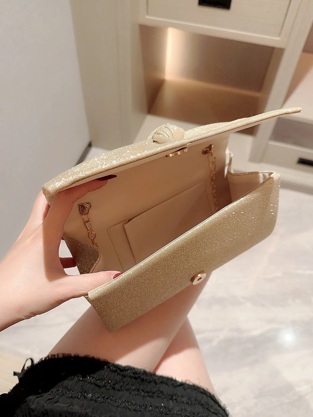 Classic Cross Design Sparkling Flap Evening Party Clutch Bag Mssza