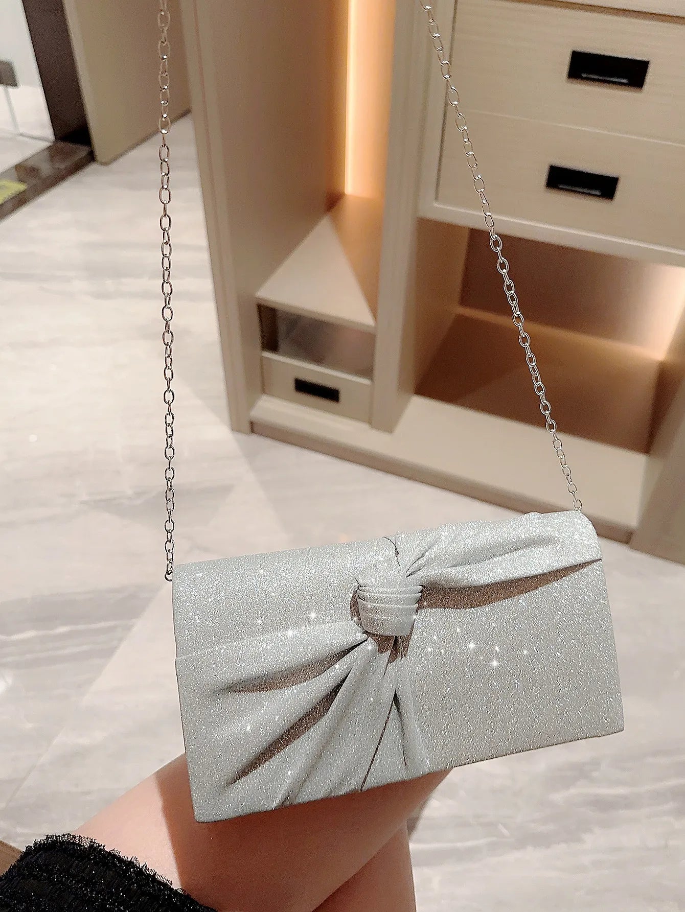 Classic Cross Design Sparkling Flap Evening Party Clutch Bag Mssza