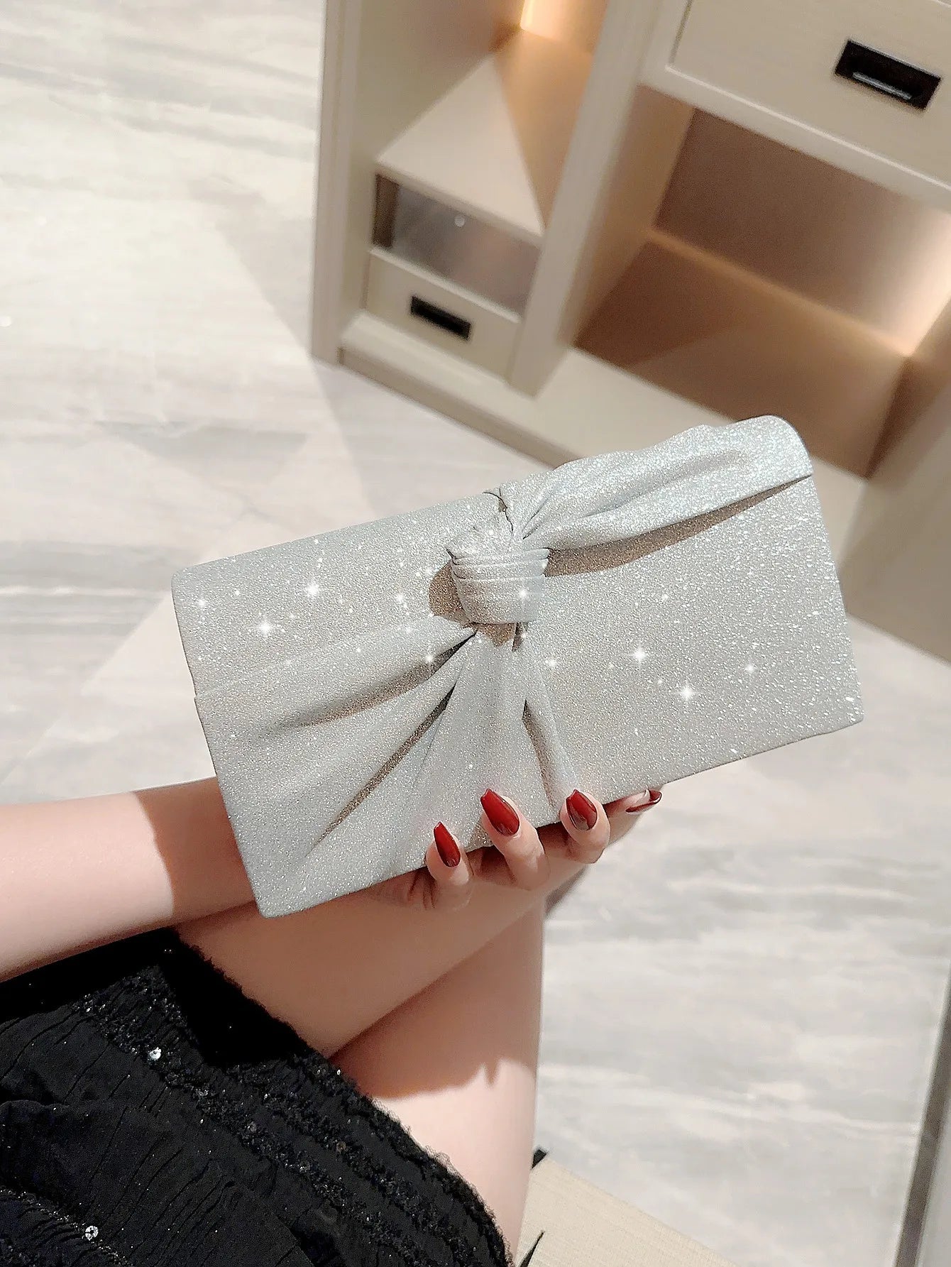 Classic Cross Design Sparkling Flap Evening Party Clutch Bag Mssza