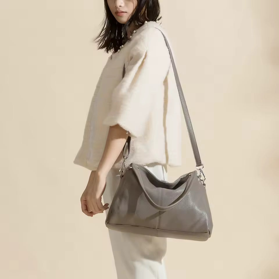 Classic Elegant Genuine Leather Soft Skin Shoulder Hobos Bag Mssza