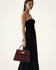 Classic Genuine Leather High-End Large Square Elise Designer Crossbody Handbag Mssza