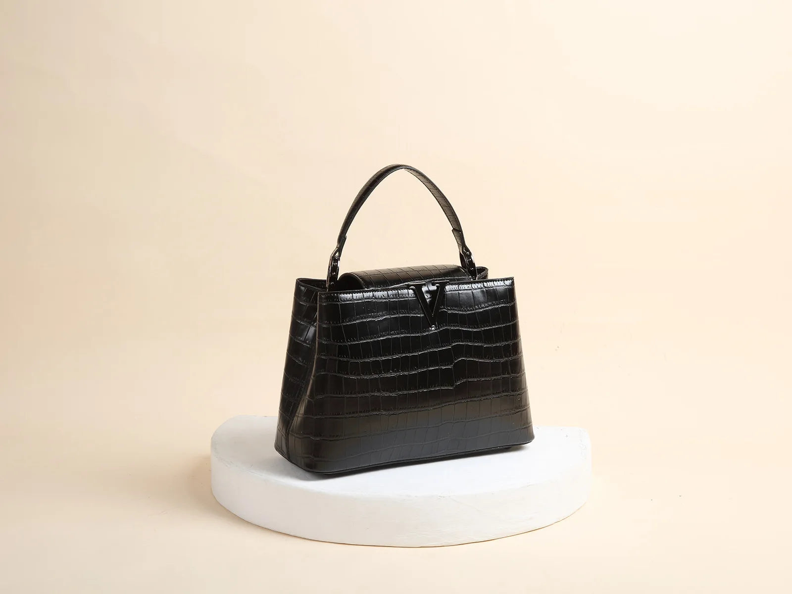 Classic Genuine Leather Stone Crocodile Pattern Portable Shell Shoulder Messenger Bag Mssza