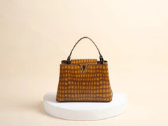 Classic Genuine Leather Stone Crocodile Pattern Portable Shell Shoulder Messenger Bag Mssza