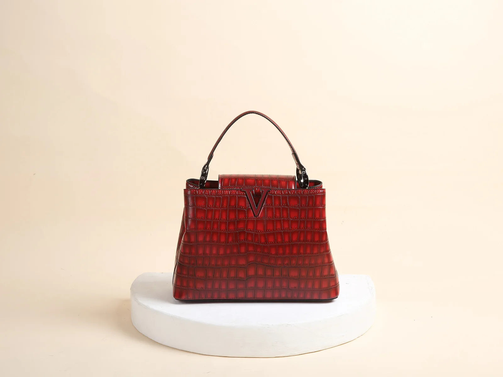Classic Genuine Leather Stone Crocodile Pattern Portable Shell Shoulder Messenger Bag Mssza