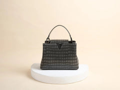 Classic Genuine Leather Stone Crocodile Pattern Portable Shell Shoulder Messenger Bag Mssza