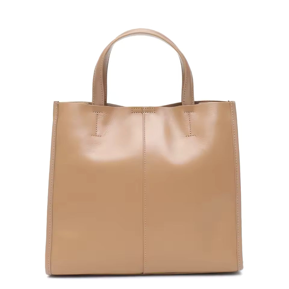 Classic Genuine Leather Tote Simple Vintage Top-handle Large Capacity Cross body Shoulder Handbag Mssza