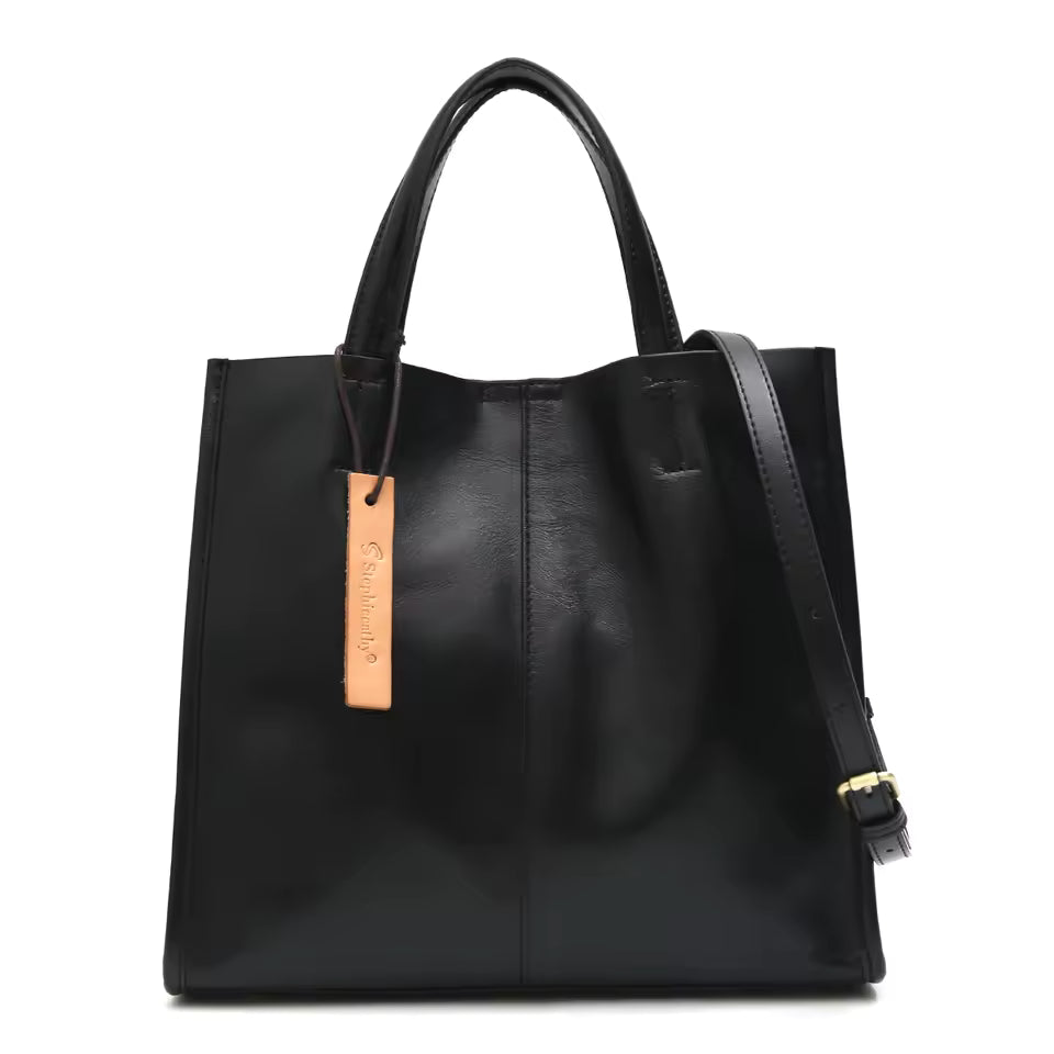 Classic Genuine Leather Tote Simple Vintage Top-handle Large Capacity Cross body Shoulder Handbag Mssza
