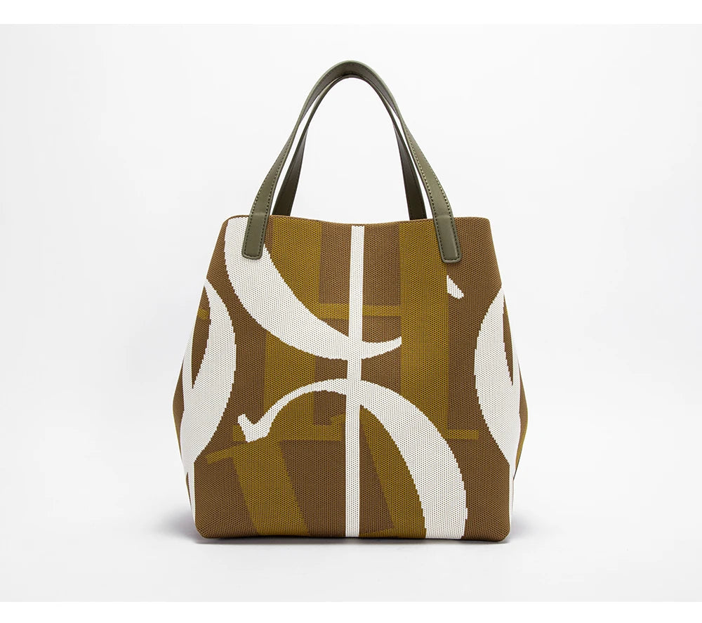 Classic Geometric Letter Cotton Retro Style Multi-coloured Large Capacity Bucket Handbags Mssza