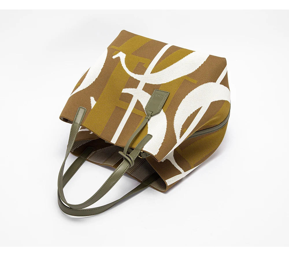 Classic Geometric Letter Cotton Retro Style Multi-coloured Large Capacity Bucket Handbags Mssza