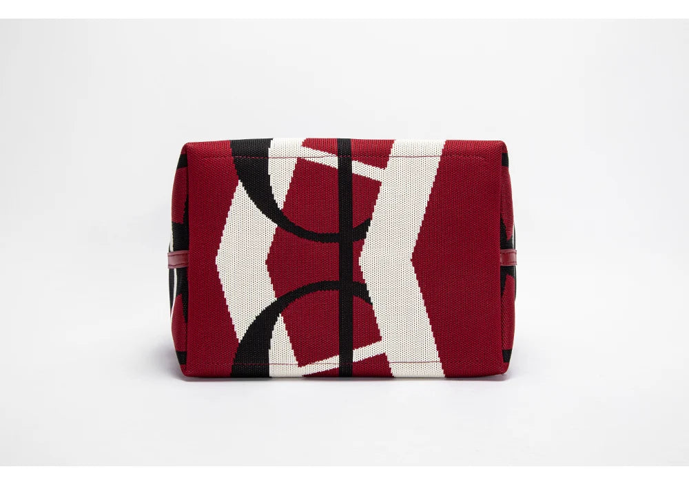 Classic Geometric Letter Cotton Retro Style Multi-coloured Large Capacity Bucket Handbags Mssza