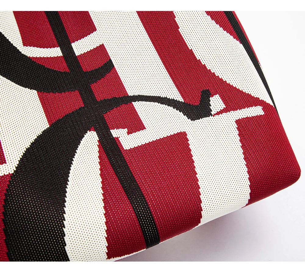 Classic Geometric Letter Cotton Retro Style Multi-coloured Large Capacity Bucket Handbags Mssza