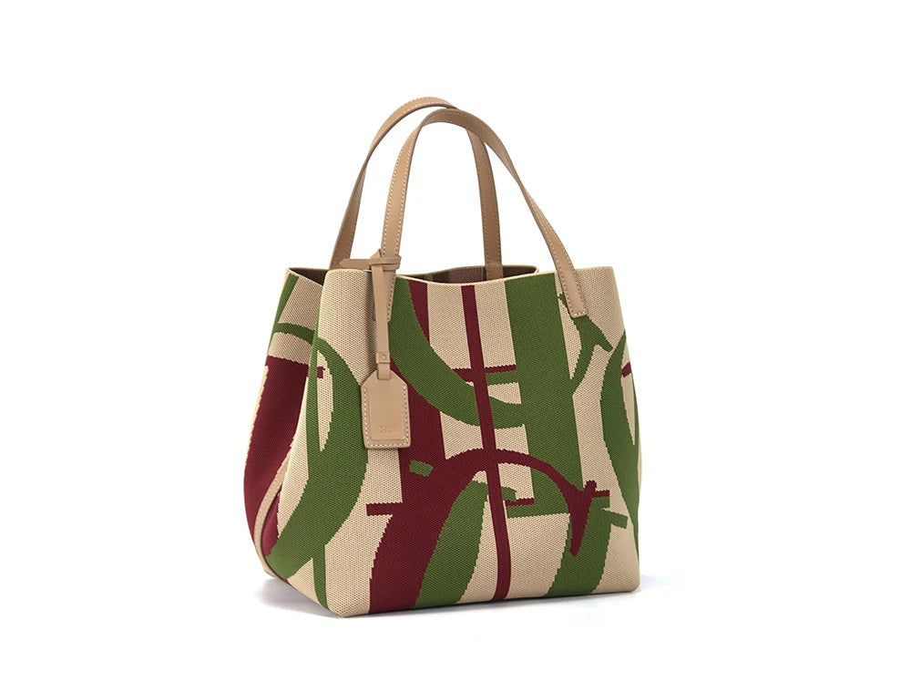Classic Geometric Letter Cotton Retro Style Multi-coloured Large Capacity Bucket Handbags Mssza