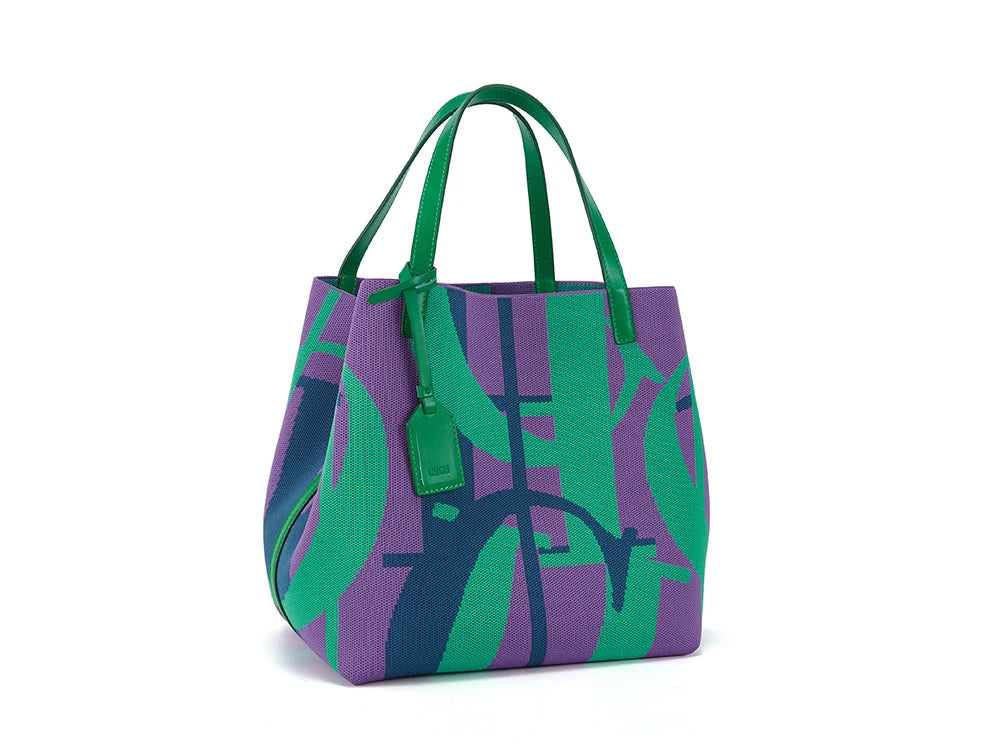 Classic Geometric Letter Cotton Retro Style Multi-coloured Large Capacity Bucket Handbags Mssza
