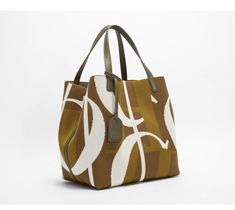 Classic Geometric Letter Cotton Retro Style Multi-coloured Large Capacity Bucket Handbags Mssza