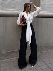 Classic Lace-Up Pullover Thickness Lapel Long Sleeve Shirts Mssza