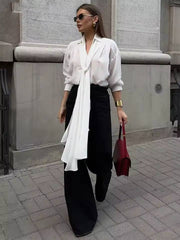Classic Lace-Up Pullover Thickness Lapel Long Sleeve Shirts Mssza