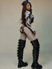 Classic Mesh Full Sleeve Round Neck Skinny Overalls Mujer Trend Jumpsuits Mssza