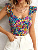Classic Petal Sleeve Flower Printed Breast Wrap Backless Crop Top Streetwear Mssza