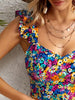 Classic Petal Sleeve Flower Printed Breast Wrap Backless Crop Top Streetwear Mssza