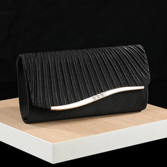 Classic Retro Stylish Small Storage Romantic Allinone Evening Metal Embellished Pleated Dinner Hand Bag Mssza
