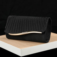 Classic Retro Stylish Small Storage Romantic Allinone Evening Metal Embellished Pleated Dinner Hand Bag Mssza