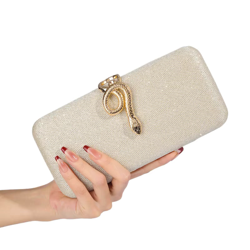 Classic Snake Buckle Sparkling Party Elegant Square Box Clutch Bag Mssza