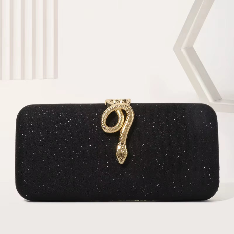 Classic Snake Buckle Sparkling Party Elegant Square Box Clutch Bag Mssza