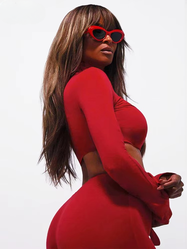 Classic Solid Simple Ruffle Sleeve Stand Collar Crop Top High Waist Flare Pants 2 Piece Set Mssza