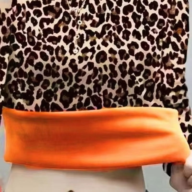 Classic Stand Neck Leopard Long Sleeve Crop Top Mssza