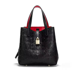 Retro Craft Letter Printed Metal Accessories Large Capacity Handbag Mssza