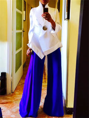 Classic Style Long Sleeves Loose Buttoned Stand Collar Office shirts & blouses Tops Mssza