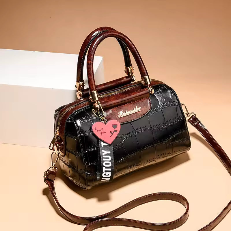 Classic Top Quality PU Leather Crocodile Tote Messenger Bag Mssza