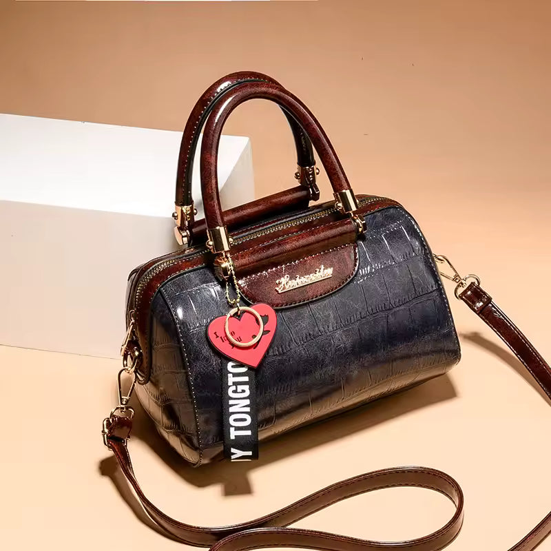 Classic Top Quality PU Leather Crocodile Tote Messenger Bag Mssza