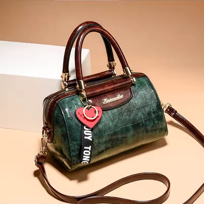 Classic Top Quality PU Leather Crocodile Tote Messenger Bag Mssza