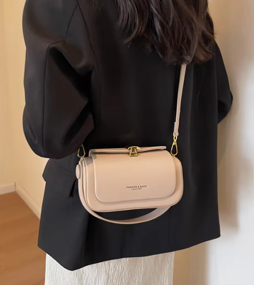 Classic Versatile Retro Large Capacity Textured Leather Flap Crossbody Square Handbags Mssza