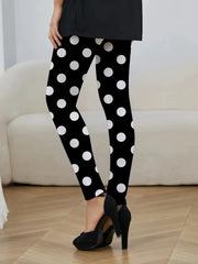 Classic polka dot print elastic waist slim-fit hip lift every day leggings Mssza