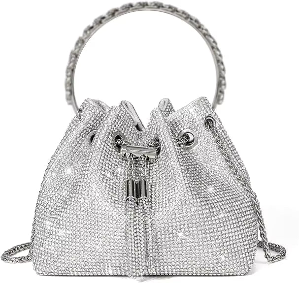 Classical Rhinestone Diomand Bucket Bling Evening Party Handbag Purse Mssza