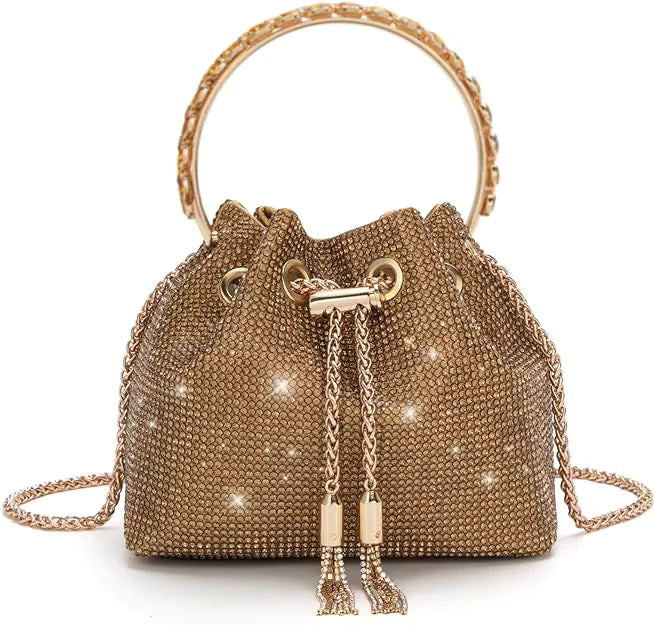 Classical Rhinestone Diomand Bucket Bling Evening Party Handbag Purse Mssza