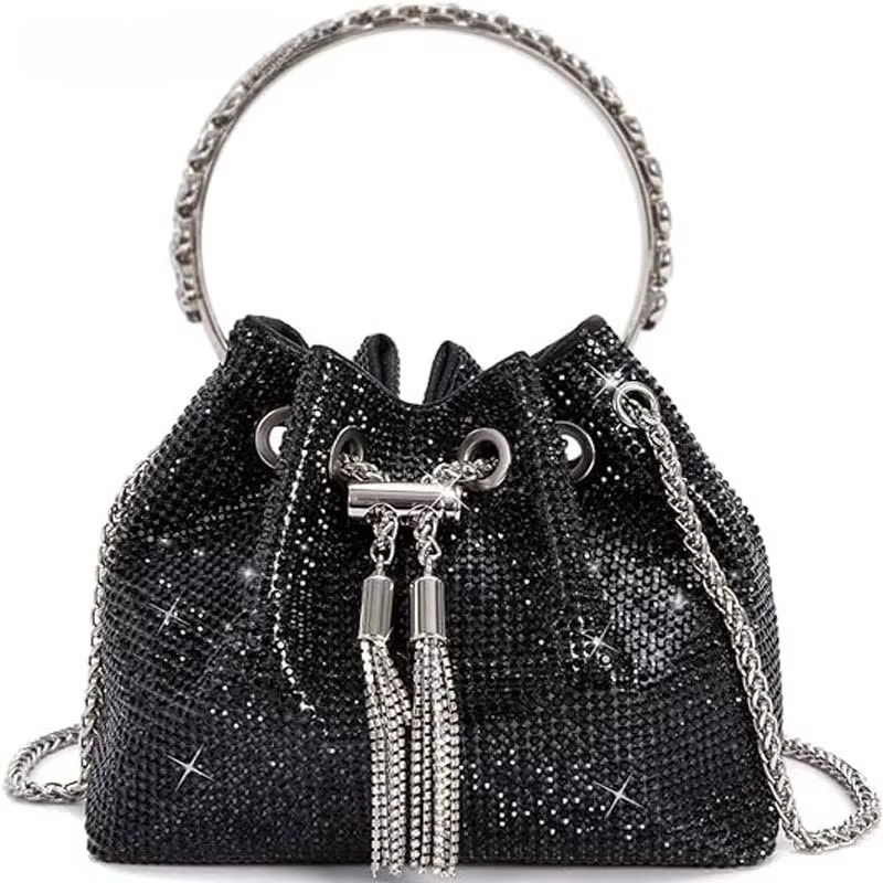 Classical Rhinestone Diomand Bucket Bling Evening Party Handbag Purse Mssza