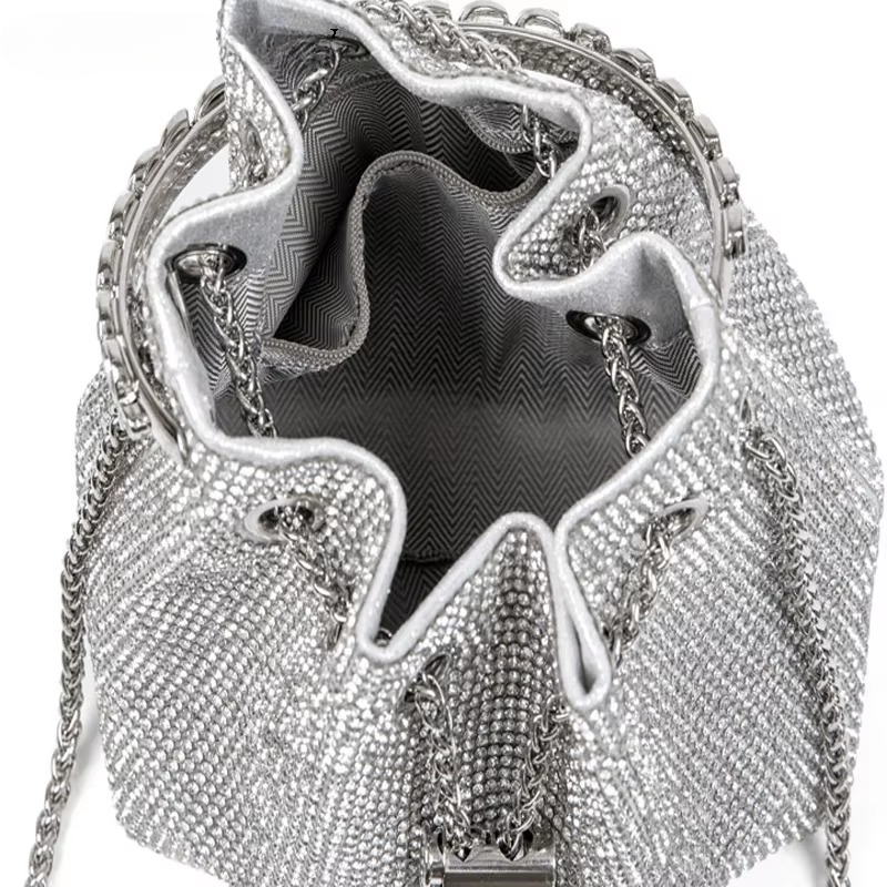 Classical Rhinestone Diomand Bucket Bling Evening Party Handbag Purse Mssza