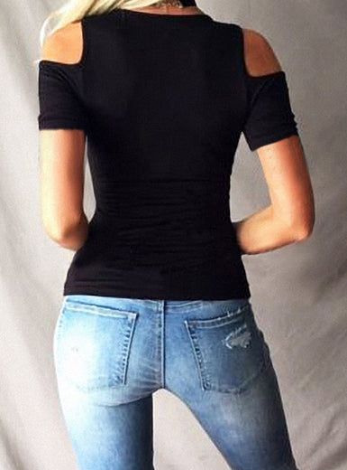 Close Fitting Summer Top â€?Short Sleeves Grommets Laces Mssza