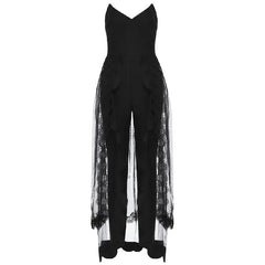Club Stapless Lace Bodysuit Romper Long Pants Bodycon Jumpsuits Mssza