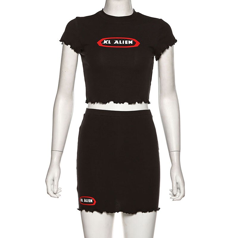 Clubwear Printed Crop Top Two Piece Skirt Set Mssza
