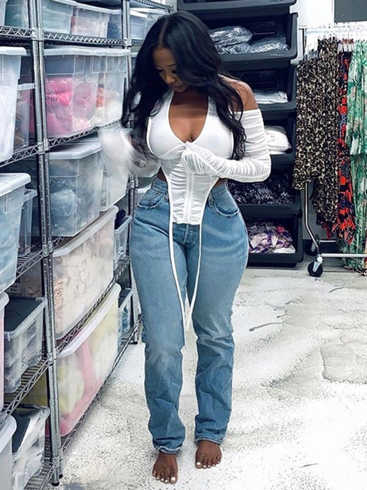 Cold Shoulder Draped Gauze Blouse Mssza