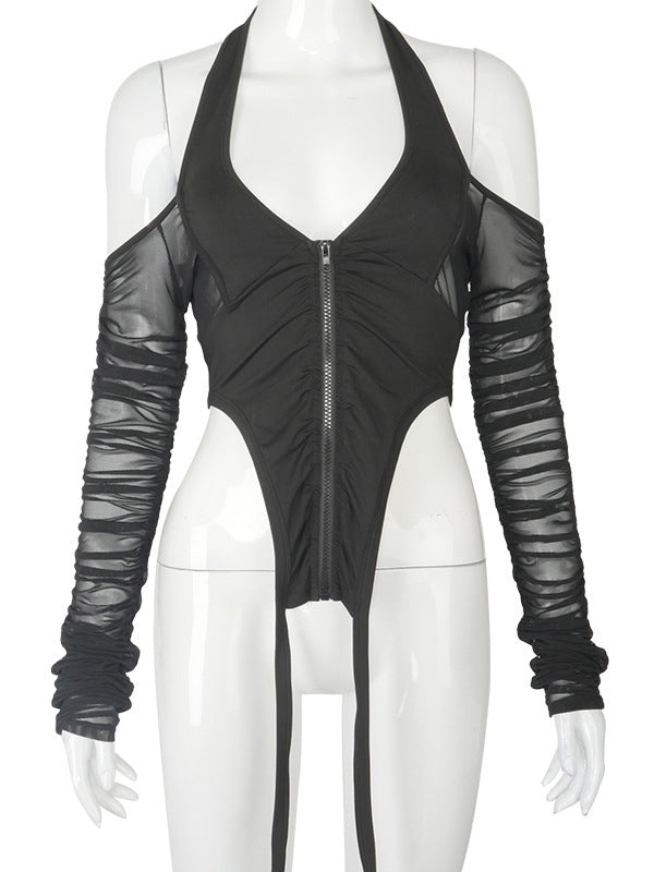 Cold Shoulder Draped Gauze Blouse Mssza